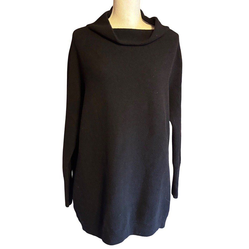 Free People Ottoman Slouchy Tunic Sweater Black XS Oversized Cowl Neck Cozy